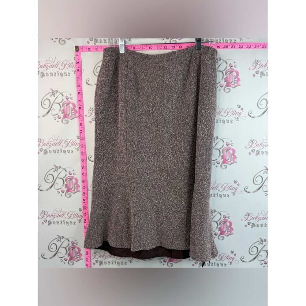 Précis Petiet Classic A-Line Wool Knit Skirt in Chocolate Brown White